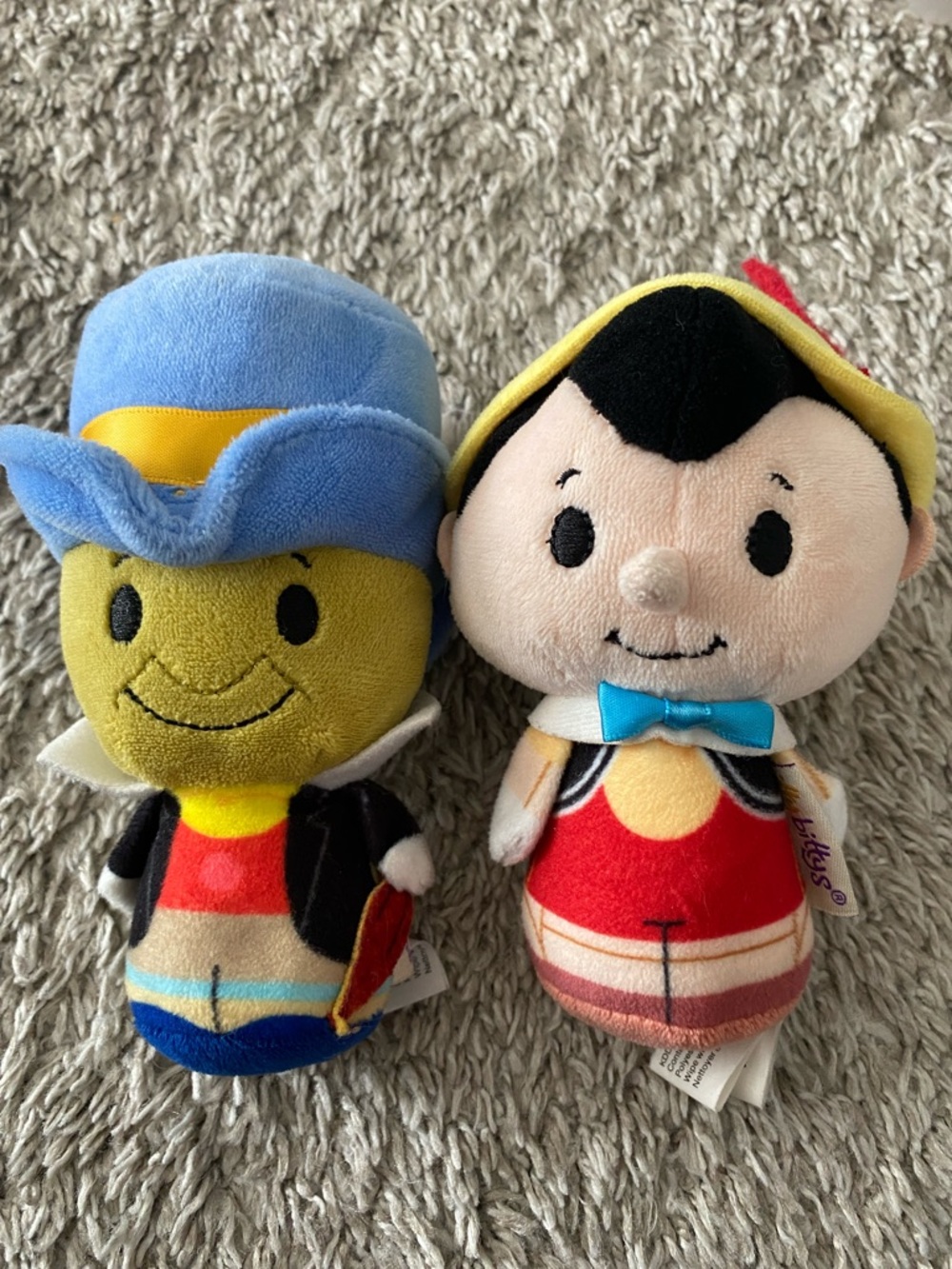 Set of 2 Disney Pinocchio and Jiminy Cricket Itty Bittys